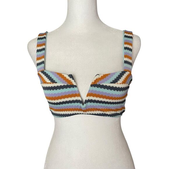 L*Space Small Lee Lee Bikini Top Printed Square Neck V NWT Swimwear Swim - Picture 1 of 6
